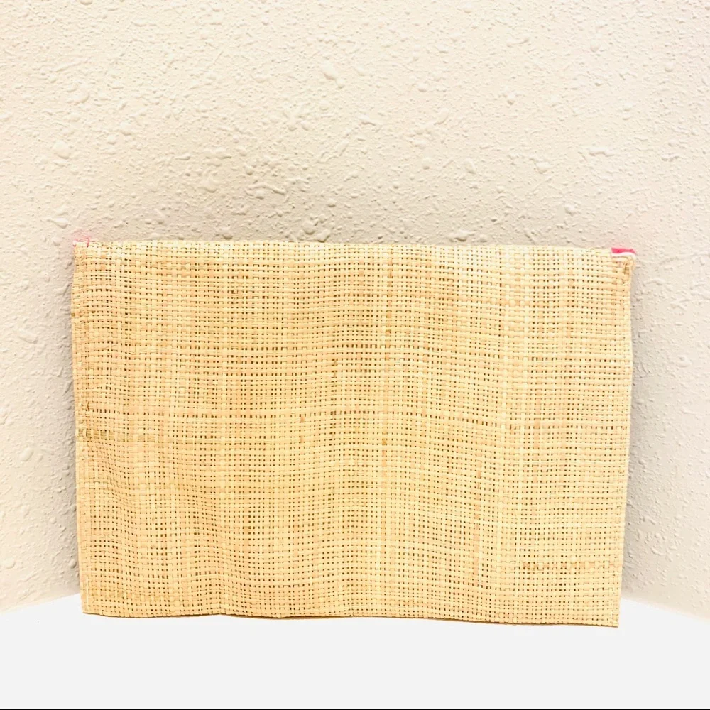 Imoshion Straw Natural Multicolored Tassels Clutch NWT